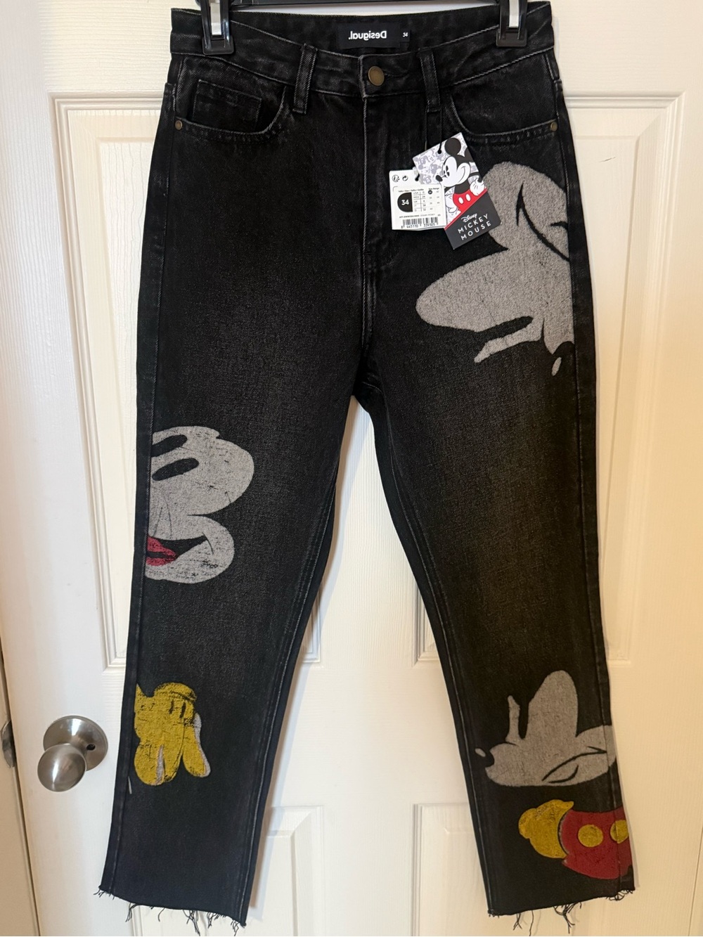 Desigual Black High-Rise Jeans with Mickey Graphic VINTAGE